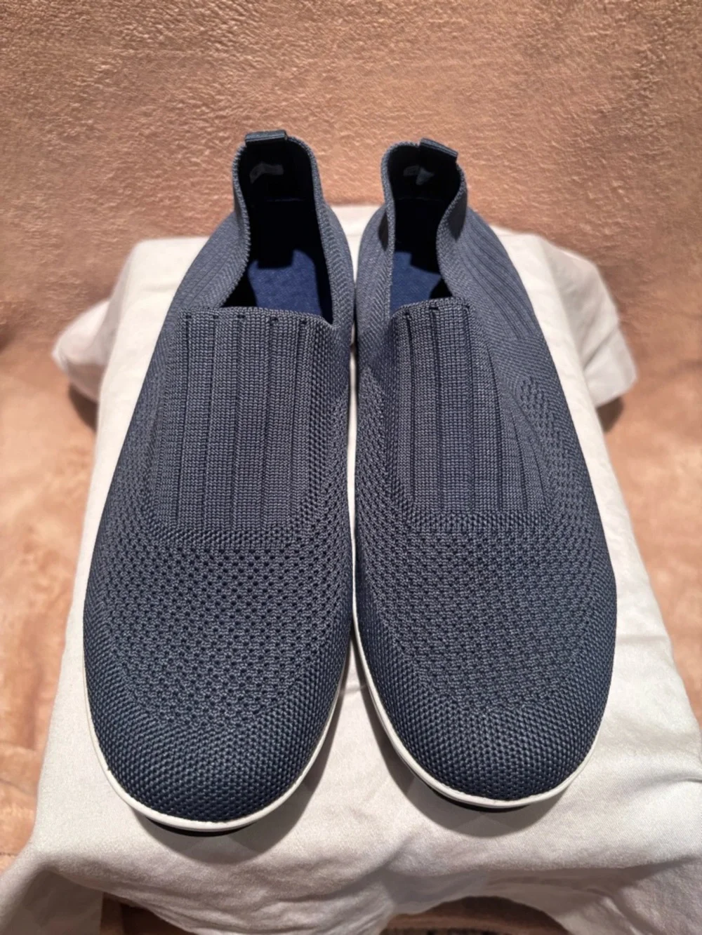 Women’s Navy Orthopedic Wedge Walking Shoes Slip On Knit Sneakers Size 41